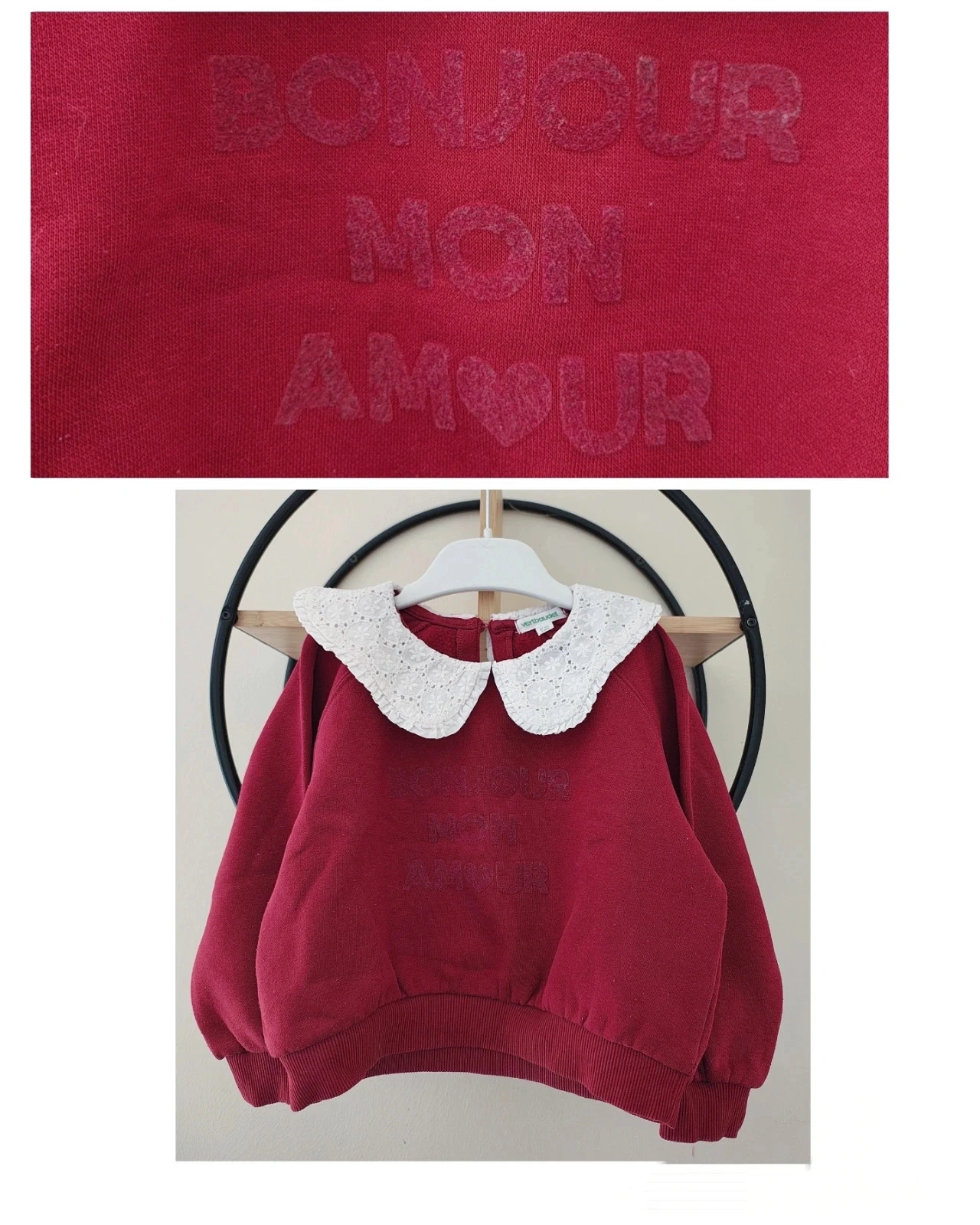 3 ans pull sweat col dentelle Vertbaudet